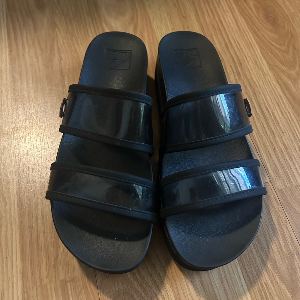 Reef Black Vista Hi Energy Slide Sandals